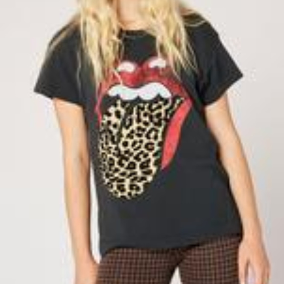 Free People Tops - NWMD Rolling Stones Flocked Leopard Tongue XS/M